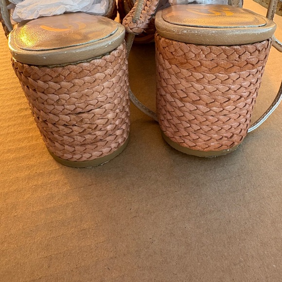 Sbicca Vintage Collection Braided Leather Sandals Tan Square Boho Ankle Strap - Picture 8 of 11